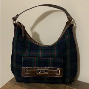 Chaps plaid shoulder bag w/ brown trim